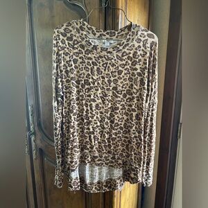 Wonderly Leopard Print Long Sleeve Top in Tan and Brown